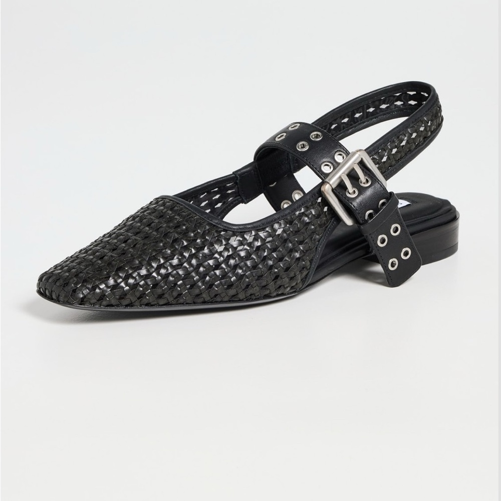 Rag & Bone Astra Woven Leather Buckle Slingback Ballerina Flats